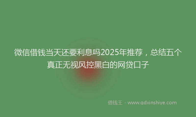 微信借钱当天还要利息吗2025年推荐，总结五个真正无视风控黑白的网贷口子