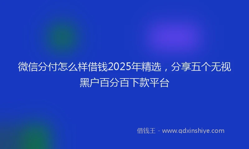 微信分付怎么样借钱2025年精选，分享五个无视黑户百分百下款平台