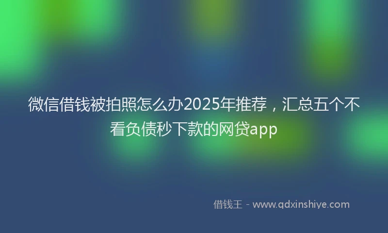 微信借钱被拍照怎么办2025年推荐，汇总五个不看负债秒下款的网贷app