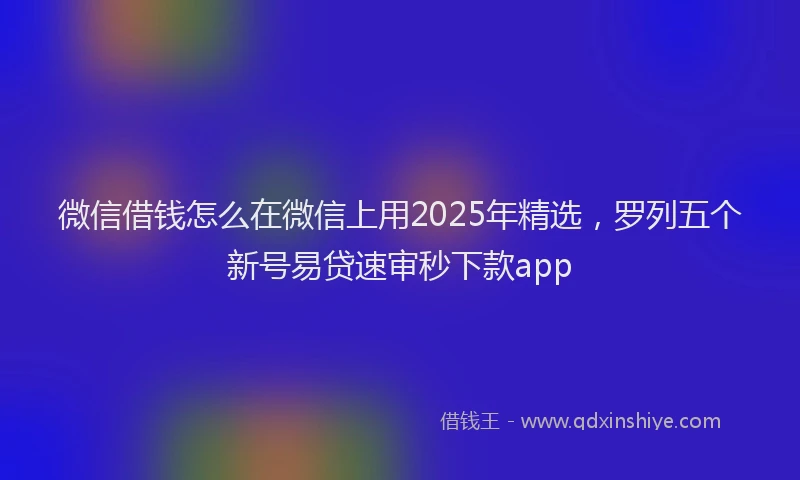 微信借钱怎么在微信上用2025年精选，罗列五个新号易贷速审秒下款app