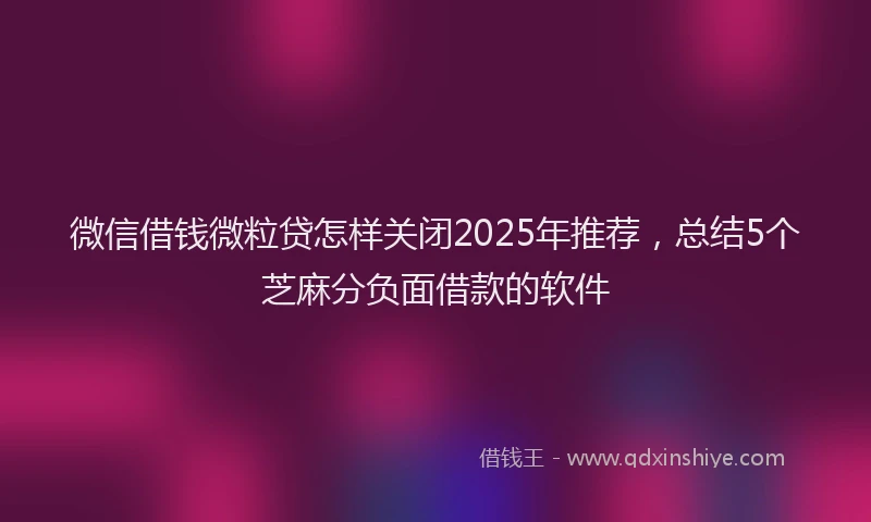 微信借钱微粒贷怎样关闭2025年推荐，总结5个芝麻分负面借款的软件