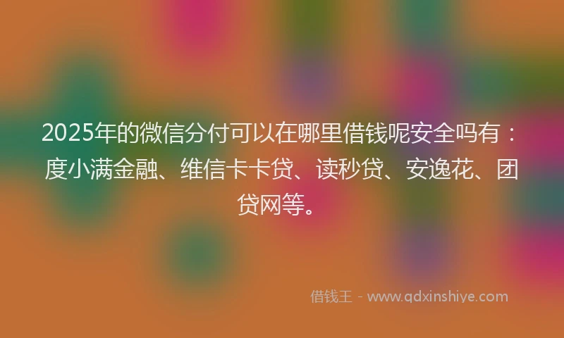 2025年的微信分付可以在哪里借钱呢安全吗有：度小满金融、维信卡卡贷、读秒贷、安逸花、团贷网等。