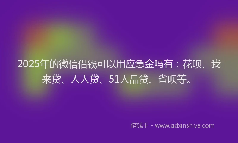 2025年的微信借钱可以用应急金吗有：花呗、我来贷、人人贷、51人品贷、省呗等。