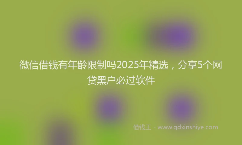 微信借钱有年龄限制吗2025年精选，分享5个网贷黑户必过软件