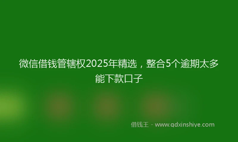 微信借钱管辖权2025年精选，整合5个逾期太多能下款口子