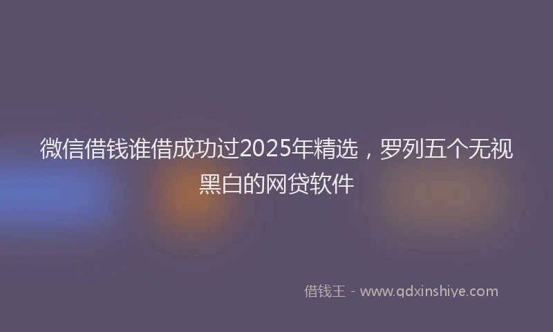 微信借钱谁借成功过2025年精选，罗列五个无视黑白的网贷软件