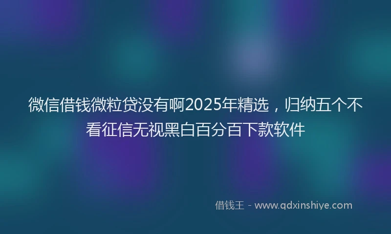 微信借钱微粒贷没有啊2025年精选，归纳五个不看征信无视黑白百分百下款软件