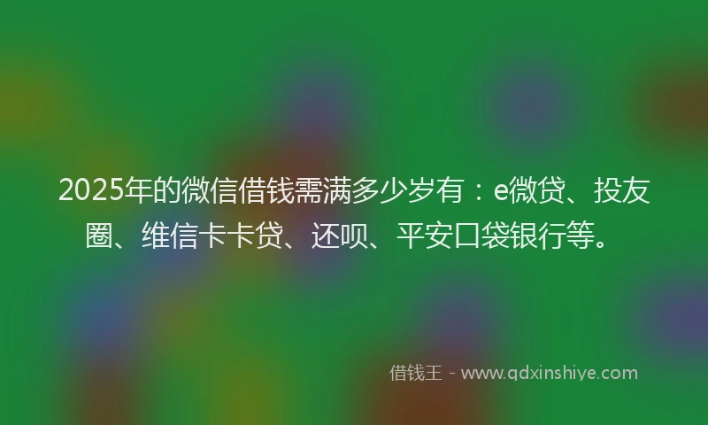 2025年的微信借钱需满多少岁有：e微贷、投友圈、维信卡卡贷、还呗、平安口袋银行等。