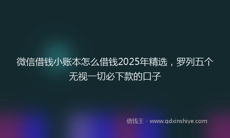 微信借钱小账本怎么借钱2025年精选，罗列五个无视一切必下款的口子