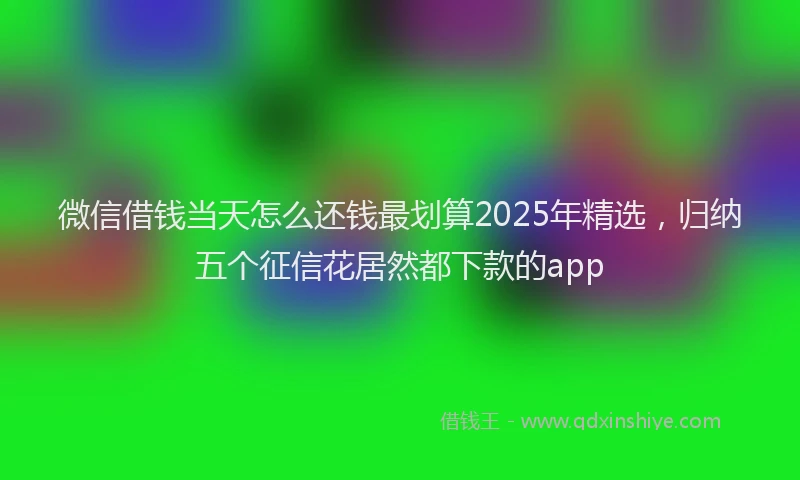 微信借钱当天怎么还钱最划算2025年精选，归纳五个征信花居然都下款的app