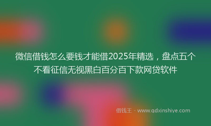 微信借钱怎么要钱才能借2025年精选，盘点五个不看征信无视黑白百分百下款网贷软件