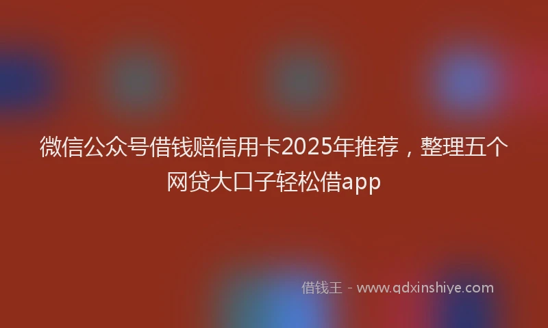 微信公众号借钱赔信用卡2025年推荐，整理五个网贷大口子轻松借app