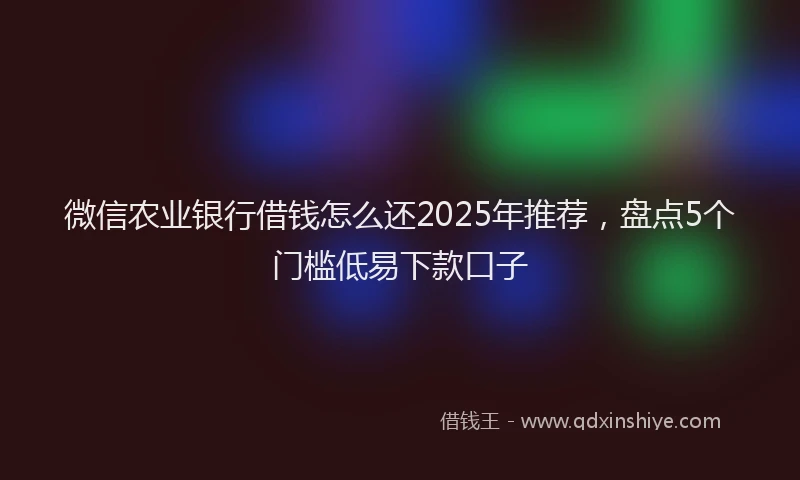 微信农业银行借钱怎么还2025年推荐，盘点5个门槛低易下款口子