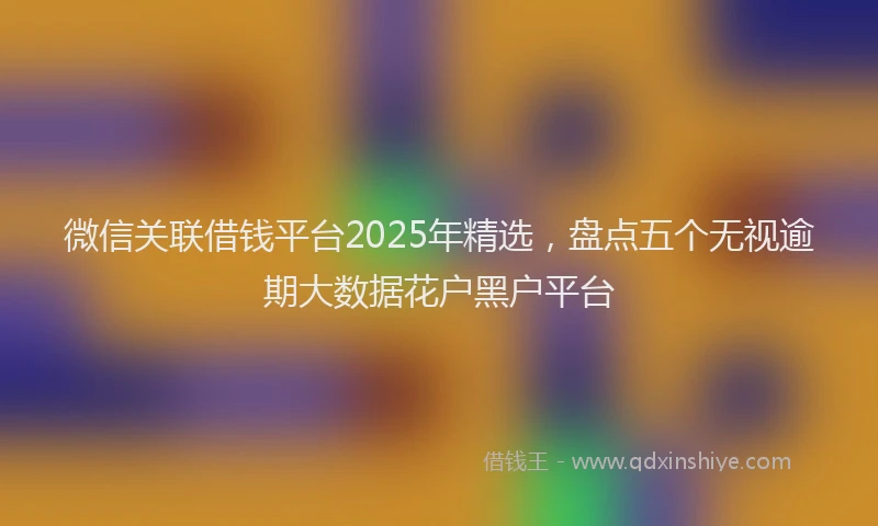 微信关联借钱平台2025年精选，盘点五个无视逾期大数据花户黑户平台