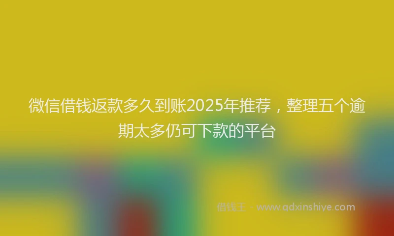 微信借钱返款多久到账2025年推荐，整理五个逾期太多仍可下款的平台