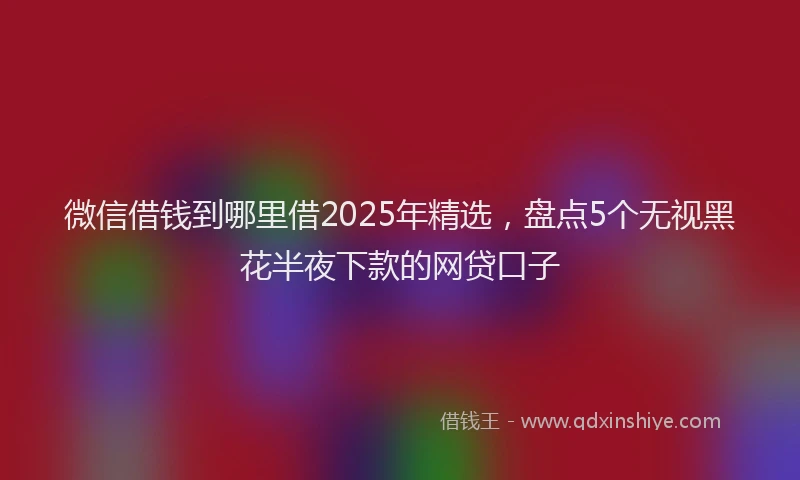 微信借钱到哪里借2025年精选，盘点5个无视黑花半夜下款的网贷口子