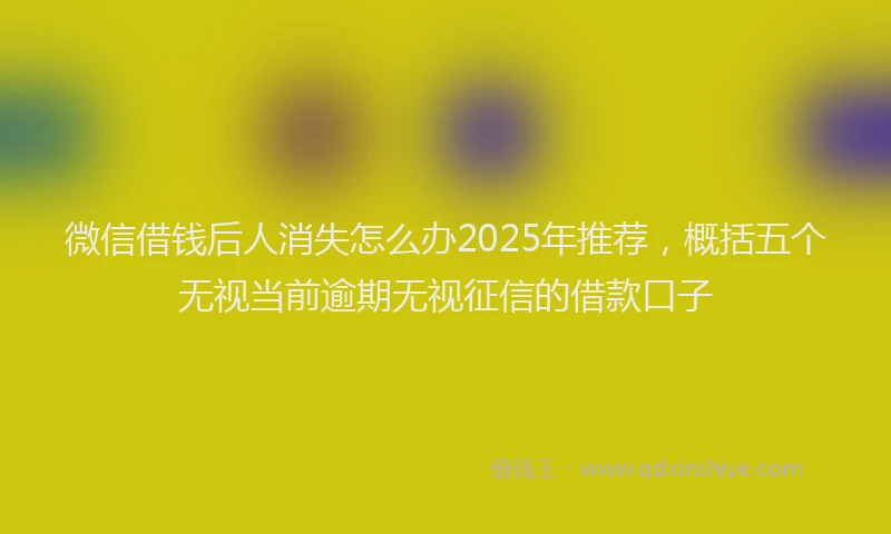 微信借钱后人消失怎么办2025年推荐，概括五个无视当前逾期无视征信的借款口子