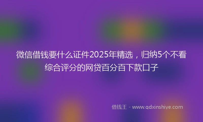 微信借钱要什么证件2025年精选，归纳5个不看综合评分的网贷百分百下款口子