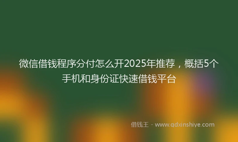 微信借钱程序分付怎么开2025年推荐，概括5个手机和身份证快速借钱平台