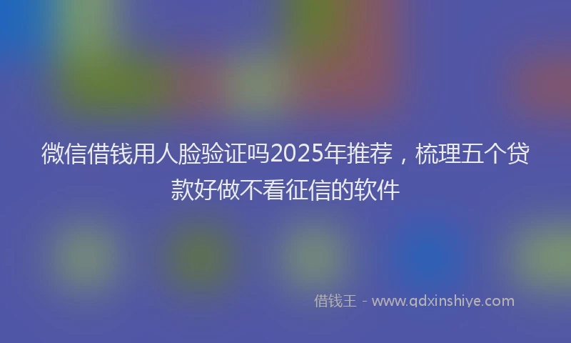 微信借钱用人脸验证吗2025年推荐，梳理五个贷款好做不看征信的软件