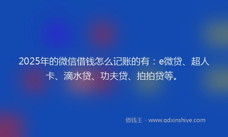 2025年的微信借钱怎么记账的有：e微贷、超人卡、滴水贷、功夫贷、拍拍贷等。