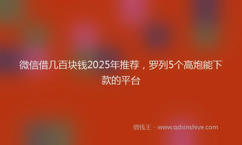 微信借几百块钱2025年推荐，罗列5个高炮能下款的平台