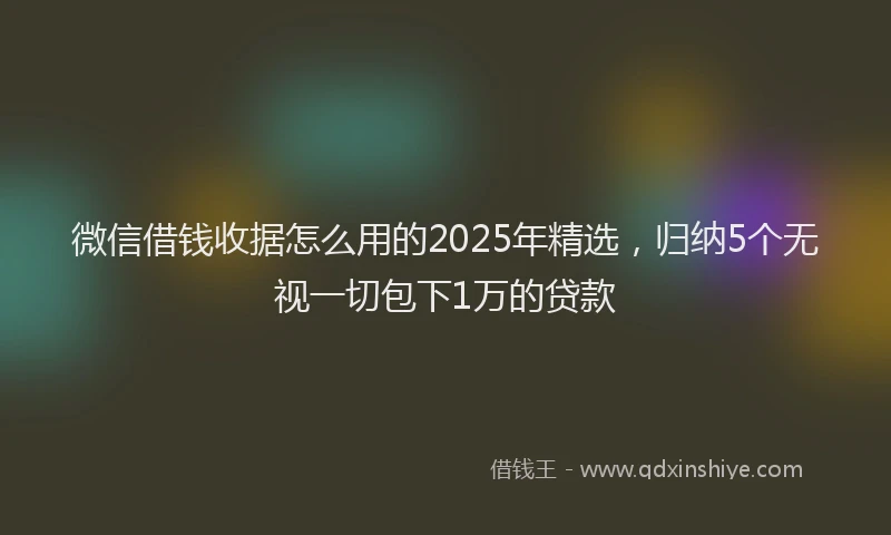 微信借钱收据怎么用的2025年精选，归纳5个无视一切包下1万的贷款