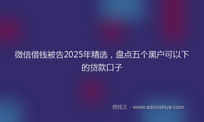 微信借钱被告2025年精选，盘点五个黑户可以下的贷款口子