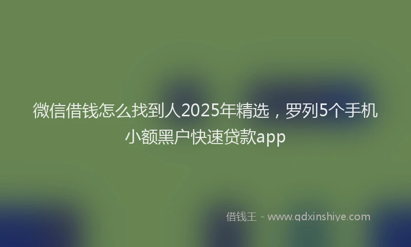 微信借钱怎么找到人2025年精选，罗列5个手机小额黑户快速贷款app