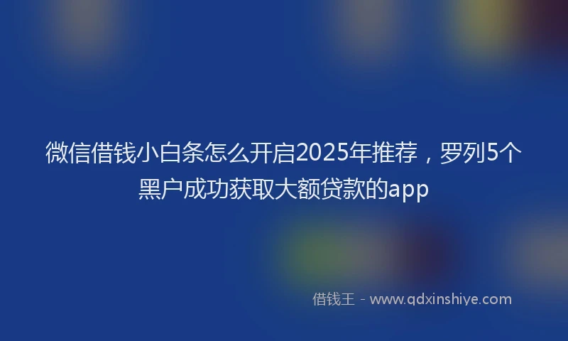 微信借钱小白条怎么开启2025年推荐，罗列5个黑户成功获取大额贷款的app