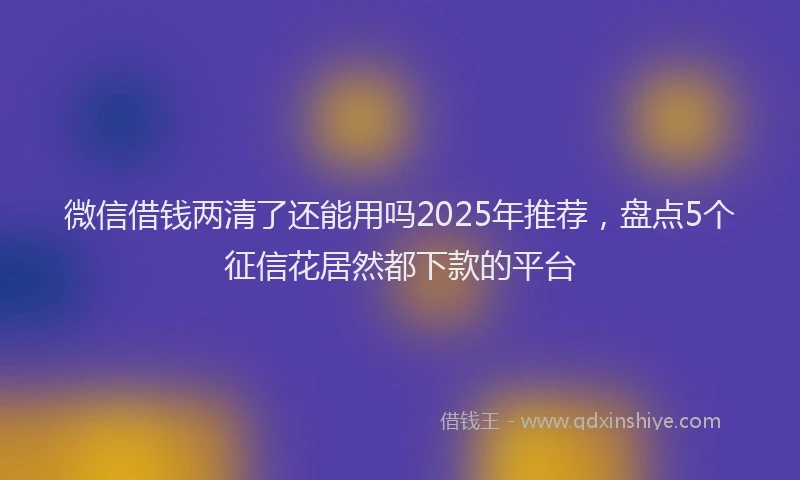 微信借钱两清了还能用吗2025年推荐，盘点5个征信花居然都下款的平台