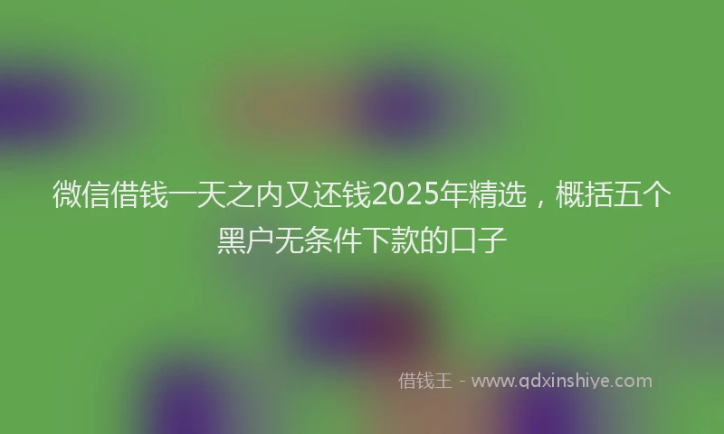 微信借钱一天之内又还钱2025年精选，概括五个黑户无条件下款的口子