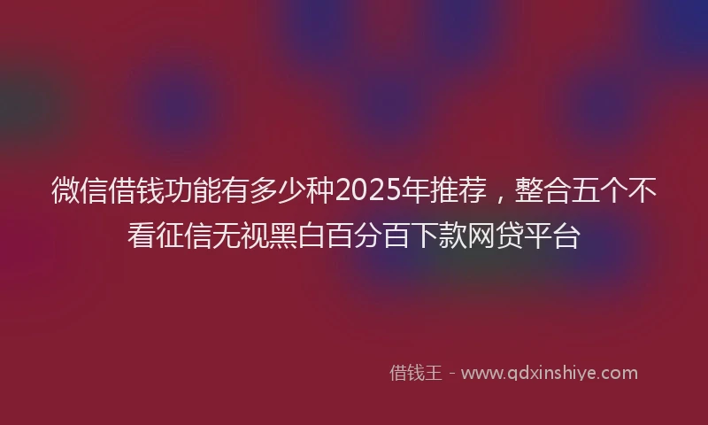 微信借钱功能有多少种2025年推荐，整合五个不看征信无视黑白百分百下款网贷平台
