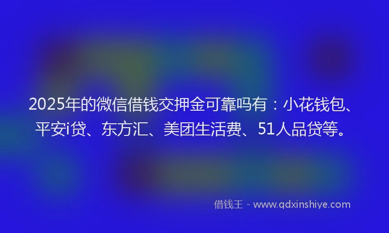 2025年的微信借钱交押金可靠吗有：小花钱包、平安i贷、东方汇、美团生活费、51人品贷等。