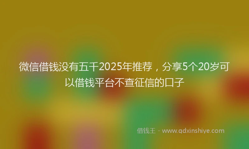 微信借钱没有五千2025年推荐，分享5个20岁可以借钱平台不查征信的口子