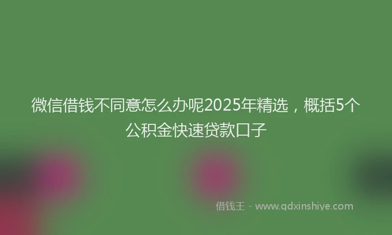 微信借钱不同意怎么办呢2025年精选，概括5个公积金快速贷款口子