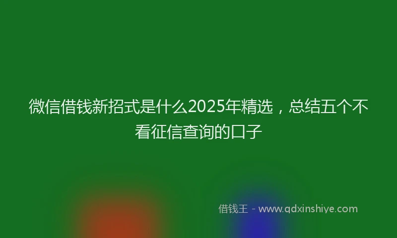 微信借钱新招式是什么2025年精选，总结五个不看征信查询的口子