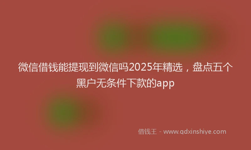 微信借钱能提现到微信吗2025年精选，盘点五个黑户无条件下款的app