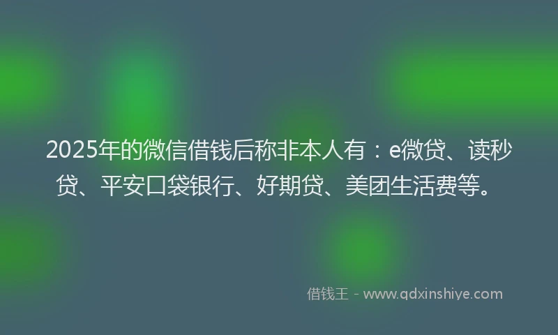 2025年的微信借钱后称非本人有：e微贷、读秒贷、平安口袋银行、好期贷、美团生活费等。