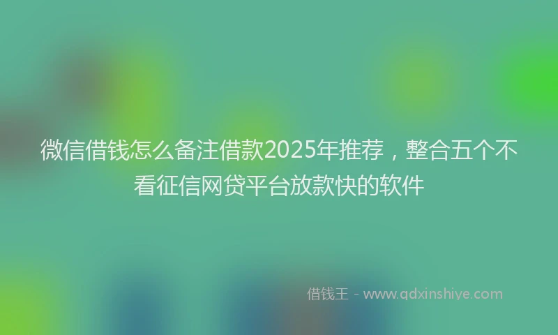 微信借钱怎么备注借款2025年推荐，整合五个不看征信网贷平台放款快的软件