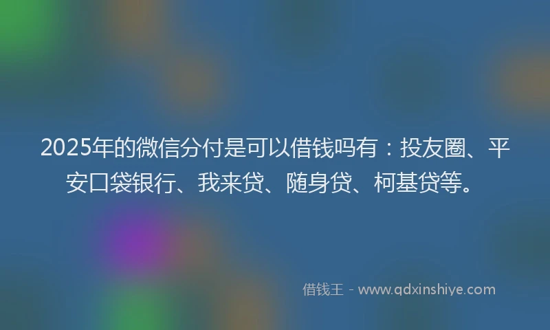2025年的微信分付是可以借钱吗有：投友圈、平安口袋银行、我来贷、随身贷、柯基贷等。