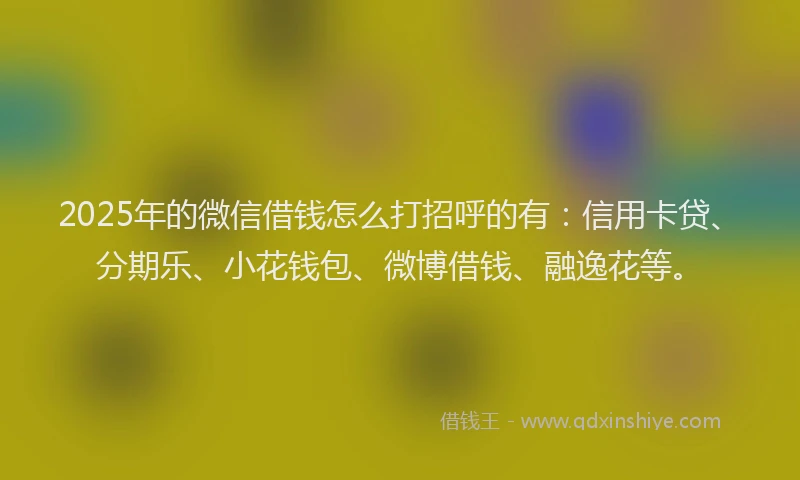 2025年的微信借钱怎么打招呼的有：信用卡贷、分期乐、小花钱包、微博借钱、融逸花等。