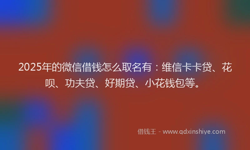 2025年的微信借钱怎么取名有：维信卡卡贷、花呗、功夫贷、好期贷、小花钱包等。