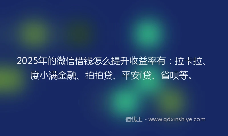 2025年的微信借钱怎么提升收益率有：拉卡拉、度小满金融、拍拍贷、平安i贷、省呗等。