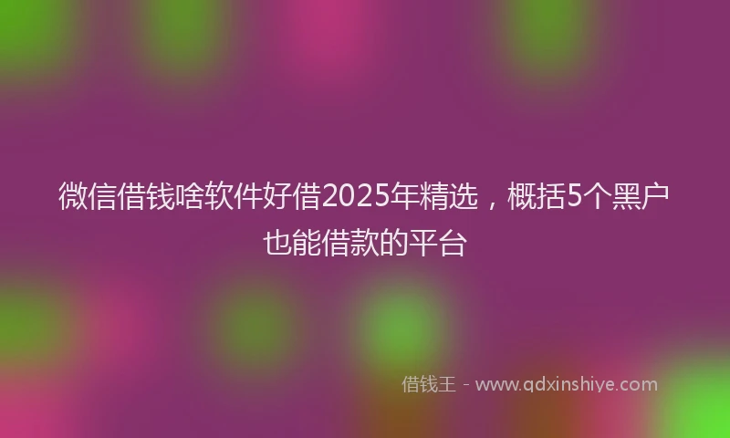 微信借钱啥软件好借2025年精选，概括5个黑户也能借款的平台
