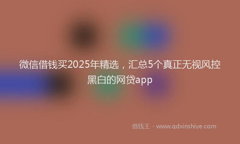 微信借钱买2025年精选，汇总5个真正无视风控黑白的网贷app