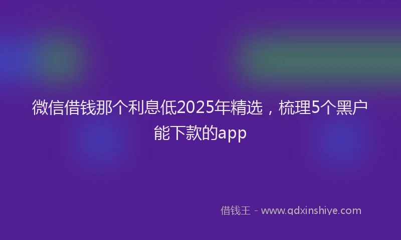微信借钱那个利息低2025年精选，梳理5个黑户能下款的app