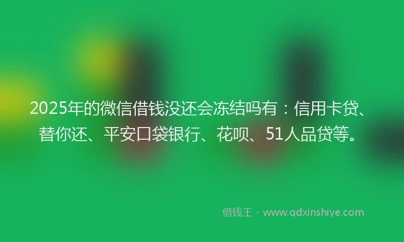 2025年的微信借钱没还会冻结吗有：信用卡贷、替你还、平安口袋银行、花呗、51人品贷等。