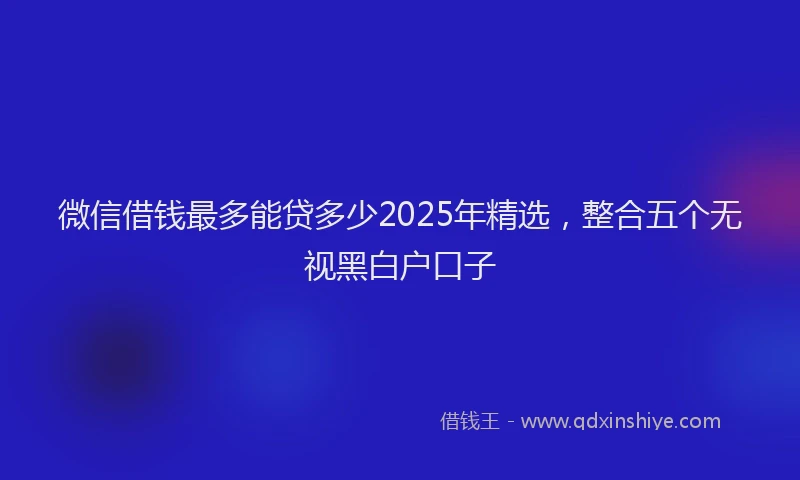 微信借钱最多能贷多少2025年精选，整合五个无视黑白户口子