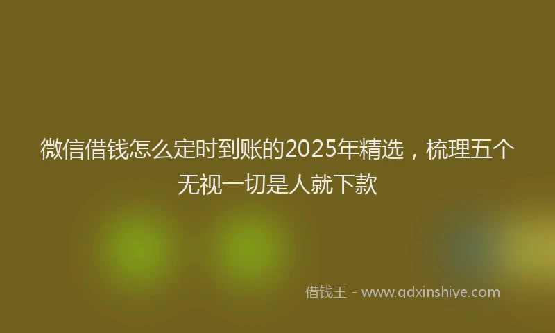微信借钱怎么定时到账的2025年精选，梳理五个无视一切是人就下款